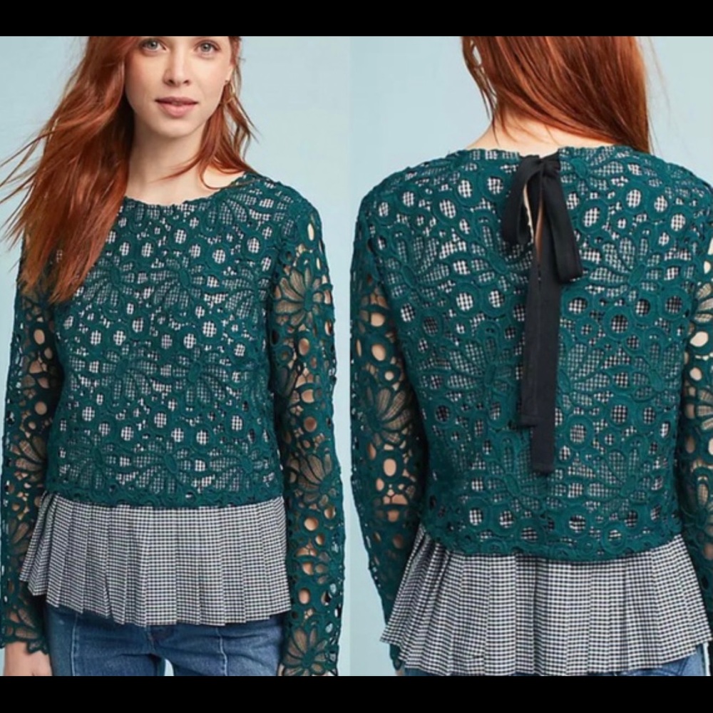Anthropologie Maeve Lace Top Size Large Petite